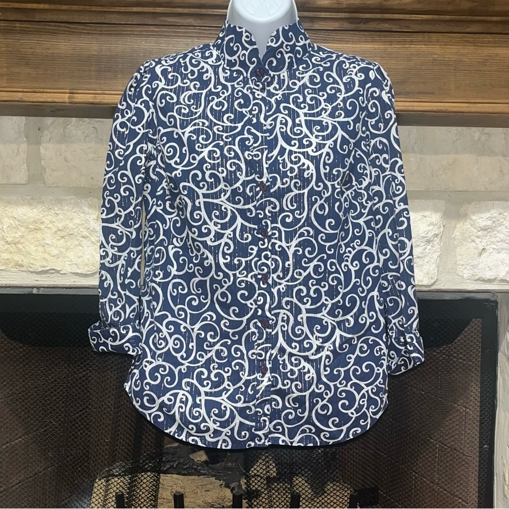 Lilly Pulitzer Navy Blue Button Up Shirt Size 6 Small